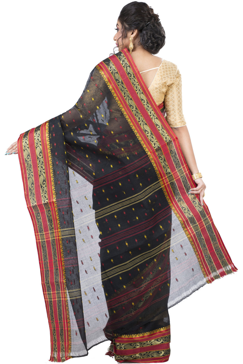 Beige Pure Cotton Alpona Tant Saree (192)